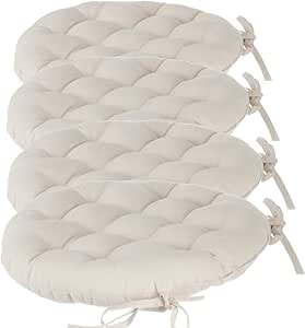 Lote de 4 Cojines redondos para silla con amarres - Diámetro 40 cm
