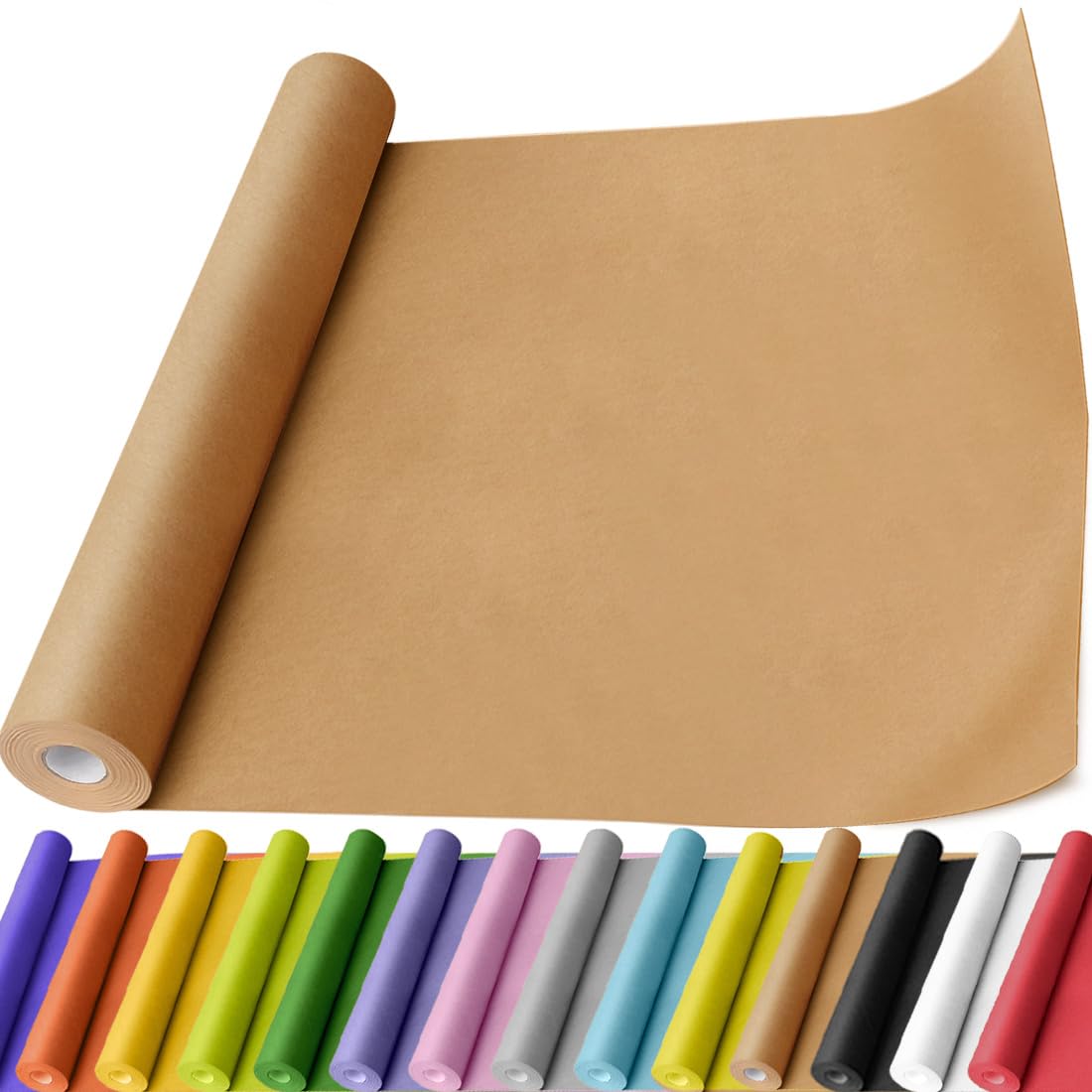 Photo 1 of PerkHomy Brown Kraft Paper Roll 17.5" x 600" (50') for Gift Wrapping Bulletin Board Craft Art Bouquet Flower Packing Moving Shipping Floor Covering Table 70GSM 50LB (Brown, 17.5" x 50')