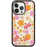 CASETiFY Impact iPhone 13 Pro Case [6.6ft Drop Protection] - Retro Boho Hippie Flowers (60s / 70s Floral Pattern on Clear Background) - Clear Black