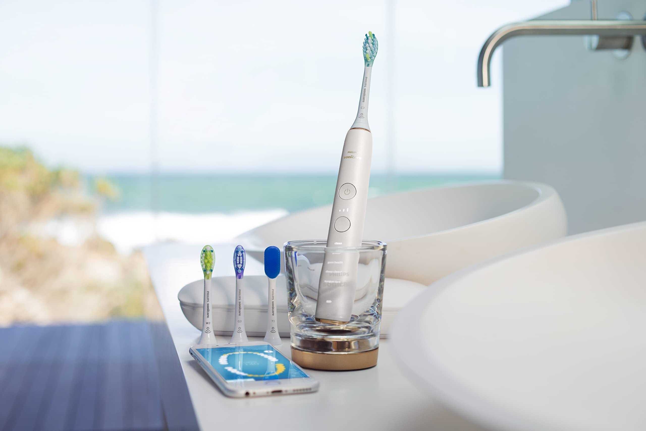 Philips Sonicare DiamondClean Smart 9750 Rechargeable Electric Power Toothbrush, Rose Gold, HX9924/65