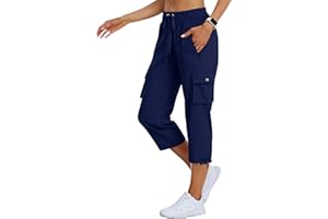 MoFiz Women's Cargo Capris Hiking Pants Lightweight Quick Dry Outdoor Athletic Travel Casual Loose Comfy Cute Pockets