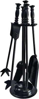 Hearth & Home 5pc Cast Iron Fireplace Tools Set 18 Inch Black Brush Shovel view 2