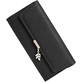 RNIEGA Womens Wallet Leather RFID Trifold Wallets Women Clutch Large Credit Card Holder wirh Zipper Coin Pocket