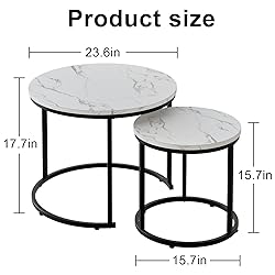 aboxoo Round Nesting Coffee Table Side Table Set of