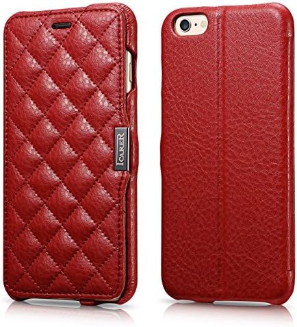 iPhone 6 Plus (5.5), [ICARER][Boilfish] iPhone 6 Plus Flip Case [Premium Synthetic Microfibril PU Leather Series][Ultra Slim]Edge Protector] - [Kick Stand][Card Holder]][Leather Fit] Microfibril Leather Folio Cover for iPhone 6 Plus - Magnetic Lock Button (AP-AP-IP6-MF-TC-S-CHKS-001) iPhone 6 Plus Cases ECO Package Red