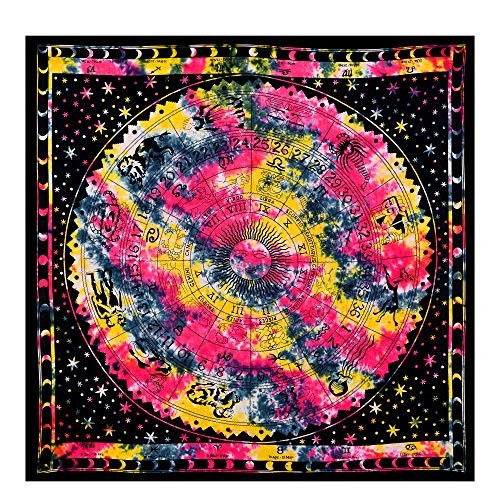 Future Handmade Zodiac Astrology Colorful Indian Tapestry Wall Hanging Hippies Tapestry (Queen Size, Design Q5)