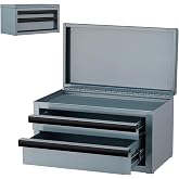 Metal Mini Tool Box, Top Tool Chest containing Two Drawers and Top Storage Area with Ball Bearing Slides, PP Feet Pads, Durable Cold Rolled Steel Small Toolbox for Multi-function Storage