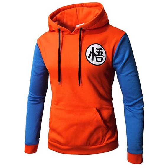 CHENMA Men Dragon Ball Goku Langarm Vorne schnappen Bomberjacke Varsity Jacke mit Kapuze