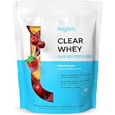 Legion Clear Whey+ Protein Isolate, Fruit Punch, 20 Servings | 22g grass-fed whey isolate, zero sugar, lactose-free. Light refreshing protein shake with BCAAs, naturally sweetened.