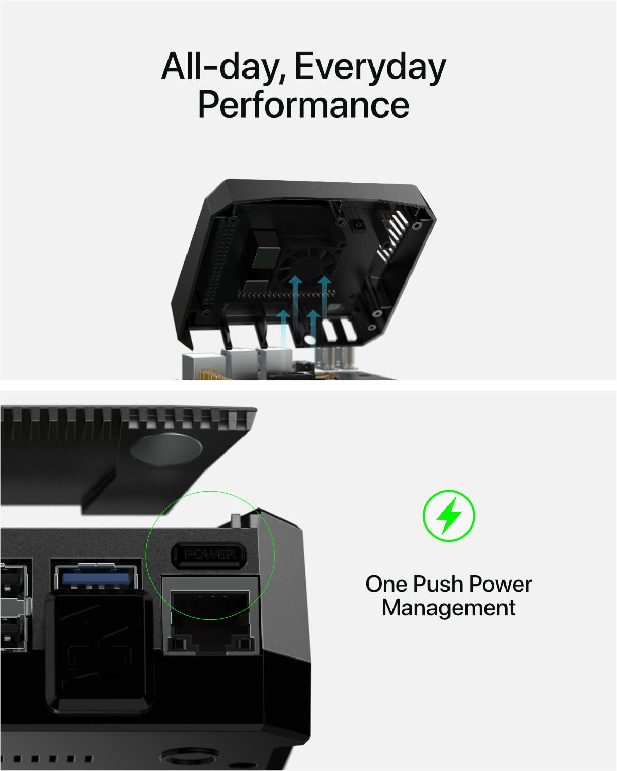 Argon ONE M.2 Aluminum Case for Raspberry Pi 4 with SATA SSD Support | Power Button and Fan | Compatible B-Key and B+M Key