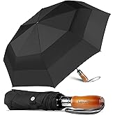 Lejorain Large Compact Golf Umbrella - Oversized Auto Open Close Folding Golf Umbrella Travel 210T Dupont Teflon Coated Vented Windproof Double Canopy for Women Men