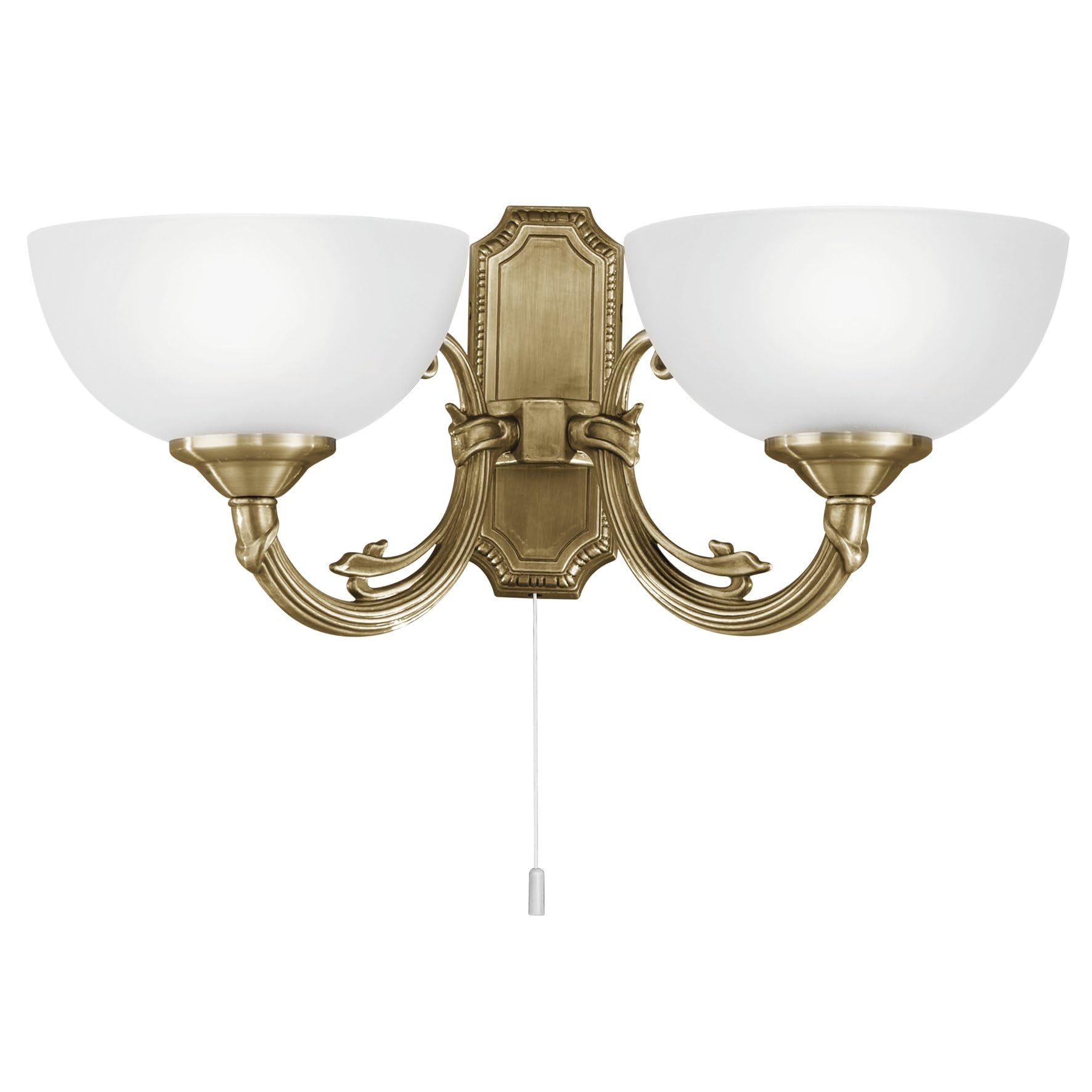 EGLO Savoy Wall Light 2-Bulb Wall Light Vintage Rustic Wall Light Interior Made of Cast Metal Satin Glass Living Room Lamp Hallway Lamp in Burnished White Lamp with Pull Switch E14 Socket — image 1