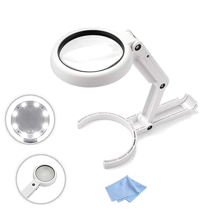 Lente Ingrandimento Portatile Rightwell 5x Lente Ingrandimento Da Tavolo Con 8 Led Luce Professionale Per Lettura Senior Hobby Artigianato