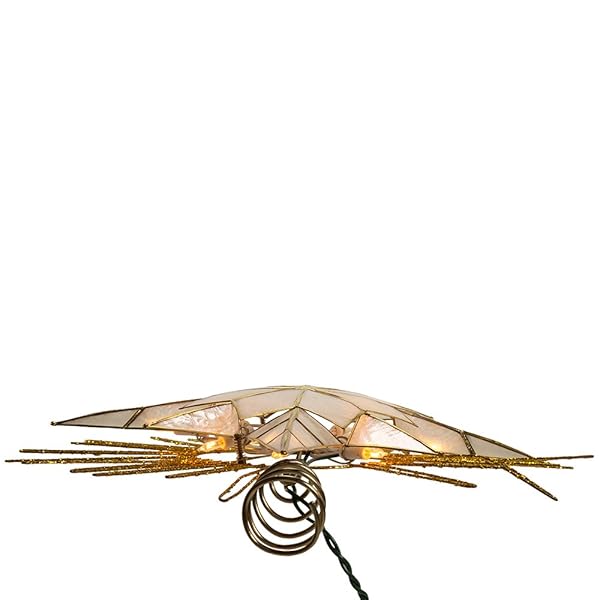 KURT ADLER 10 LIGHT GOLD GLITTER CAPIZ BETHLEHEM STAR TREETOP, 14″