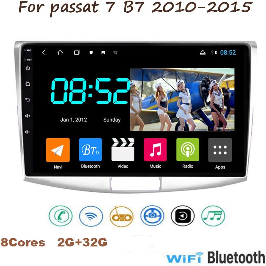 Yuahwyehe for Passat 7 B7 2010-2015 Car Radio Stereo 9 Inch 2.5D+IPS Touch Screen 1080P Player GPS Navigator Support Bluetooth SD USB Radio OBD WiFi DVR BT Mirror Link USB DAB