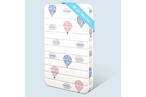 pareler bear 3.5" Mini Crib Mattress, 38"x24" Premium Foam Crib Mattress, Soft Breathable Fabric, Hot Air Balloon
