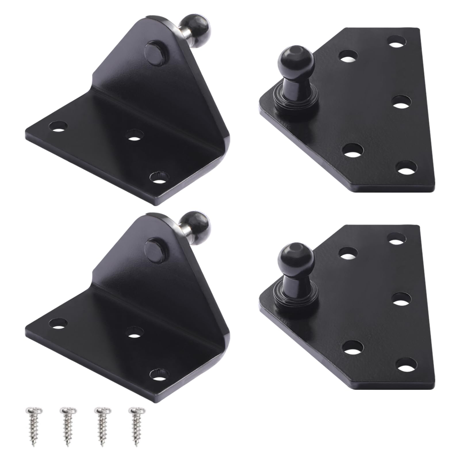 Photo 1 of Dukuge 10mm Gas Strut Mounting Bracket Wider, 10 MM Ball Stud for Gas Shocks Lift Supports Spring, Strut Mount Socket 4pcs, 2pcs L-Type, 2pcs Flat-Type and 16pcs Screw Included