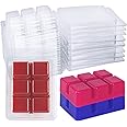 100 Packs Wax Melt Clamshells Molds, Clear Empty Plastic Cube Tray for Wickless Tarts Candles (Clear)