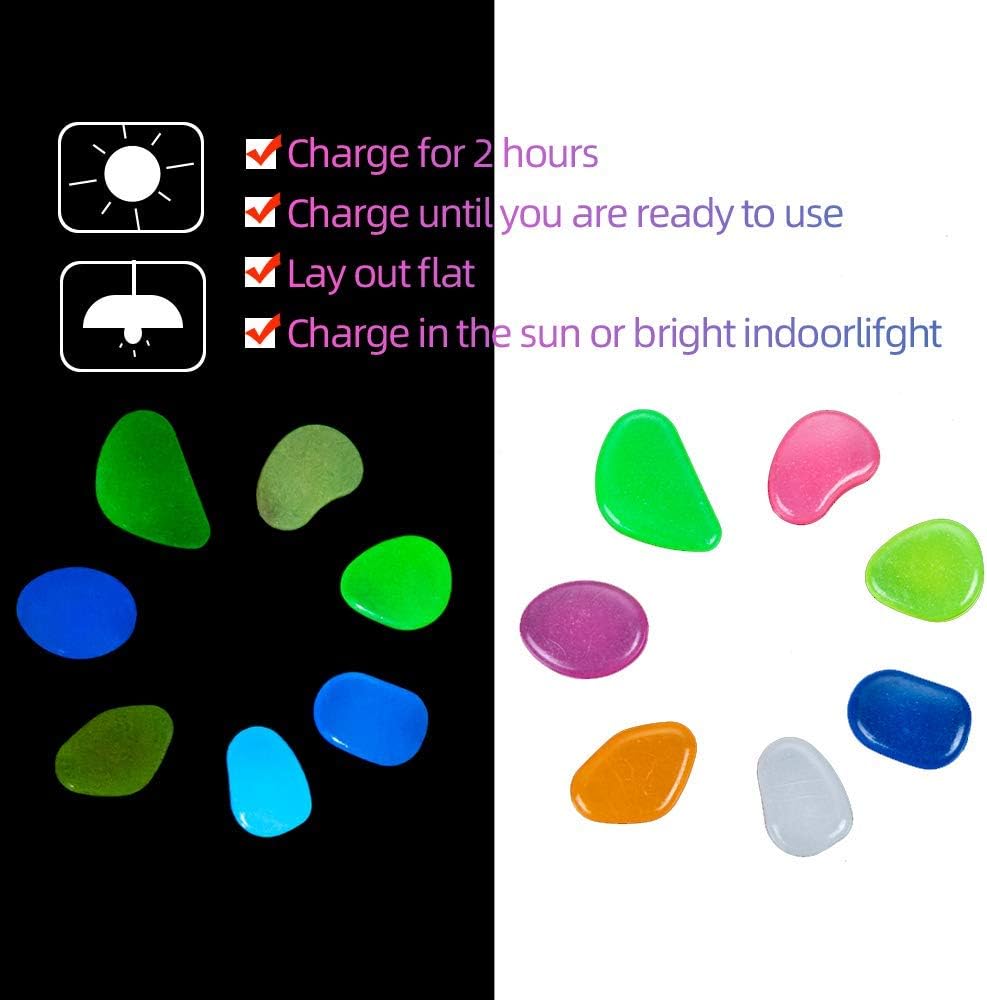 (450 pcs) Glow in The Dark Rocks Pebbles Stone Mixed Color Glow for Garden Walkway Yard and DIY Decorative Gravel Stones, Fish Tank Aquarium Rocks, Solar Backyard LED Patio Decorate : Garden & Outdoor