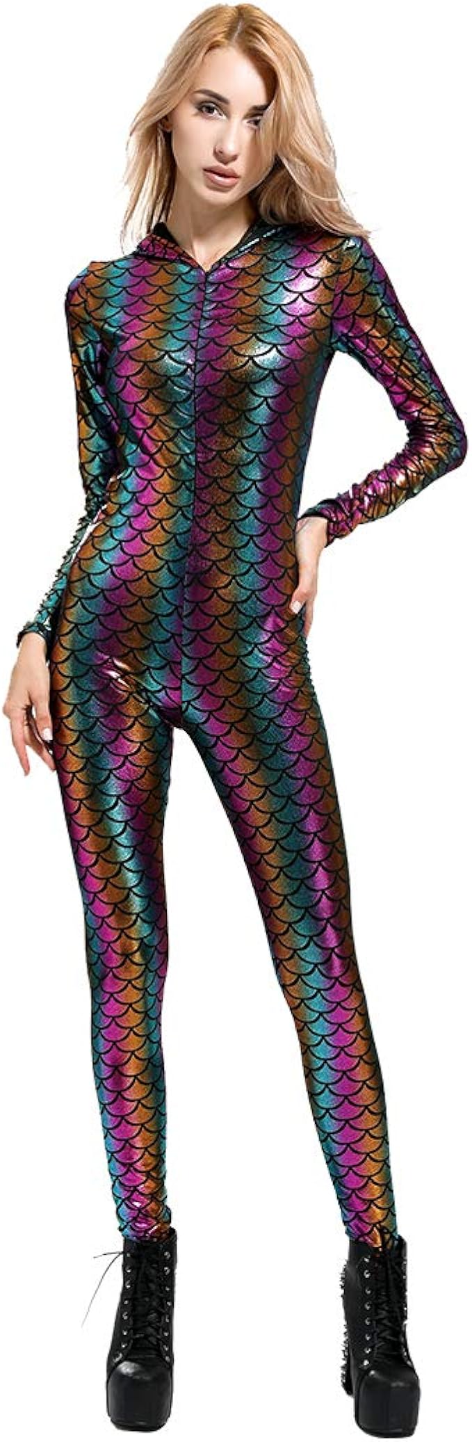 SAINDERMIRA Women's Sexy Metallic Fish Scale Mermaid