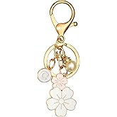 Manlosen Cute Stainless Steel Gold Keychain Initial Letter Keys Charm Gifts for Women with Key Ring Purse Charms for Handbags