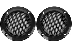 Zopsc 2PCS Compact Stereo Speaker Mesh Cover 2 inch Elegant Shatter Decorative Steel Mesh Circle Car Speaker Protective Cover (Plus 4 * Screws)(Black)