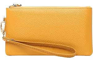 Tapp Collections Women's Wristlet Clutch Slim Leather Wallet RFID Blocking Pouch, Golden Yellow, 0.59" x 7.87" x 4.33", Wrist