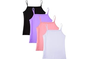SATINIOR 4 Pieces Girls Dance Tank Top Sleeveless Spaghetti Strap Crop Tank Top for Dancewear
