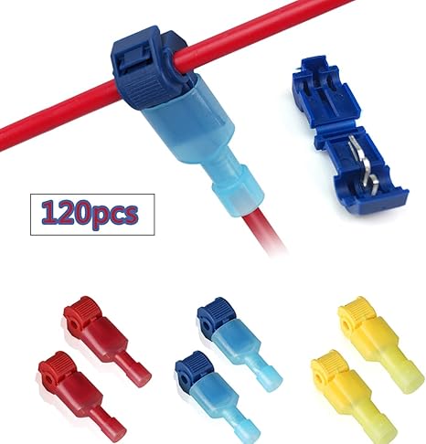 Amazon Co Jp Bestu T型 配線コネクター 分岐 配線 接続 平型端子 エレクトロタップ 配線分岐コネクター T 接続コネクター 端子 簡単に速く配線取り付け 赤 黄 青 1個セット 60組 産業 研究開発用品