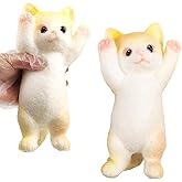 Big Hand Painted Cat Squishy Toys,Large Cute Ultra Soft Kitty Squeeze Fidget Toys for Stress Relief ,Kawaii Squishies Sticky Animal Toys for Adults Kids,Decompression Sensory Balls(Cream)