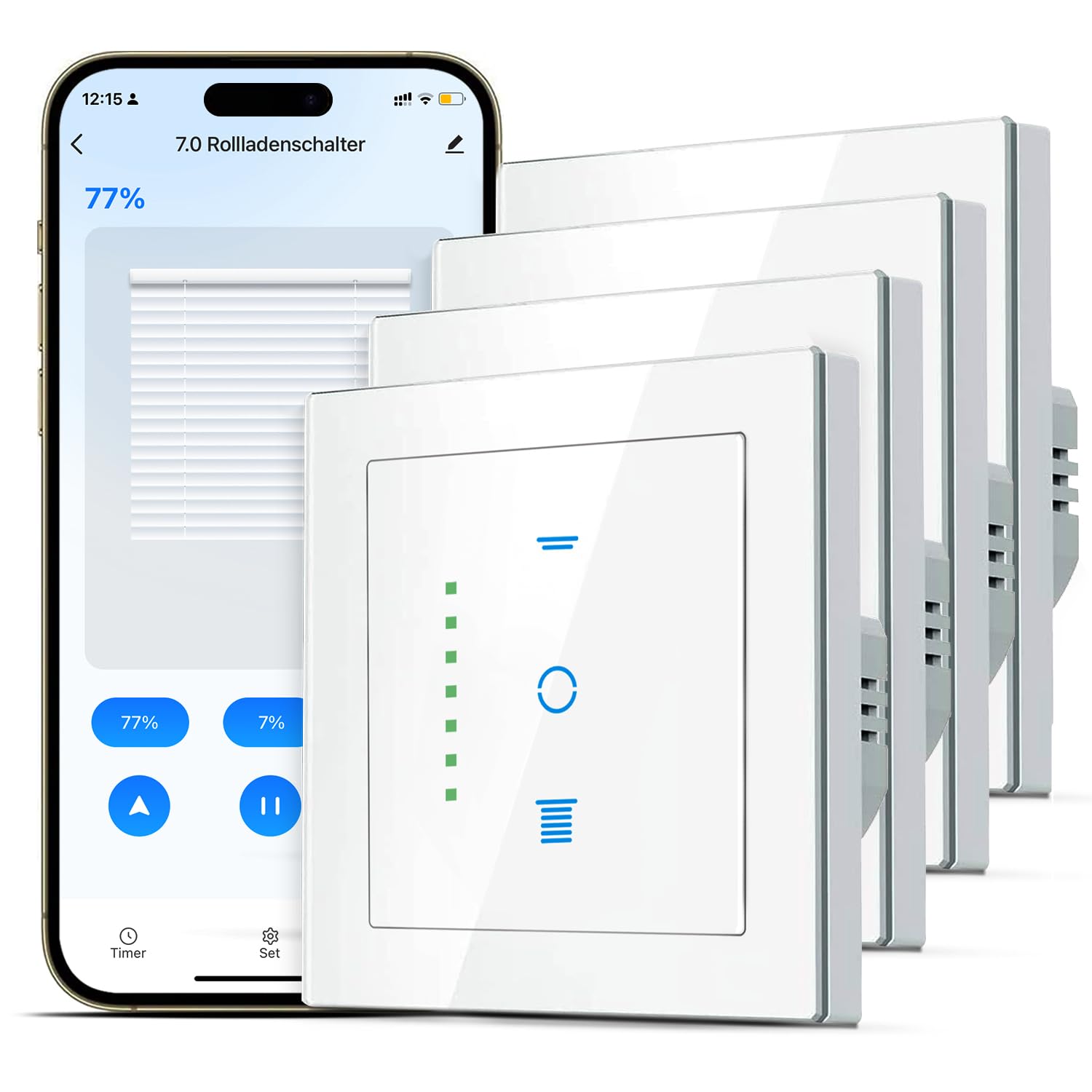 SMARTERCURRY Wlan Rolladenschalter Smart [7 Gen] 80 * 80mm Weiß 4 Stücke