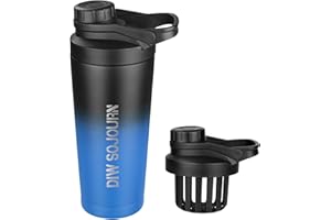 DIW SOJOURN LIFE DIW 24 oz Shaker Bottle,Stainless Steel Mix Bottle with Noise-Free Design,Insulated Metal Shaker Cup for Protein Mixes and Pre Workout,Gym Cup Shaker(Black&Blue)