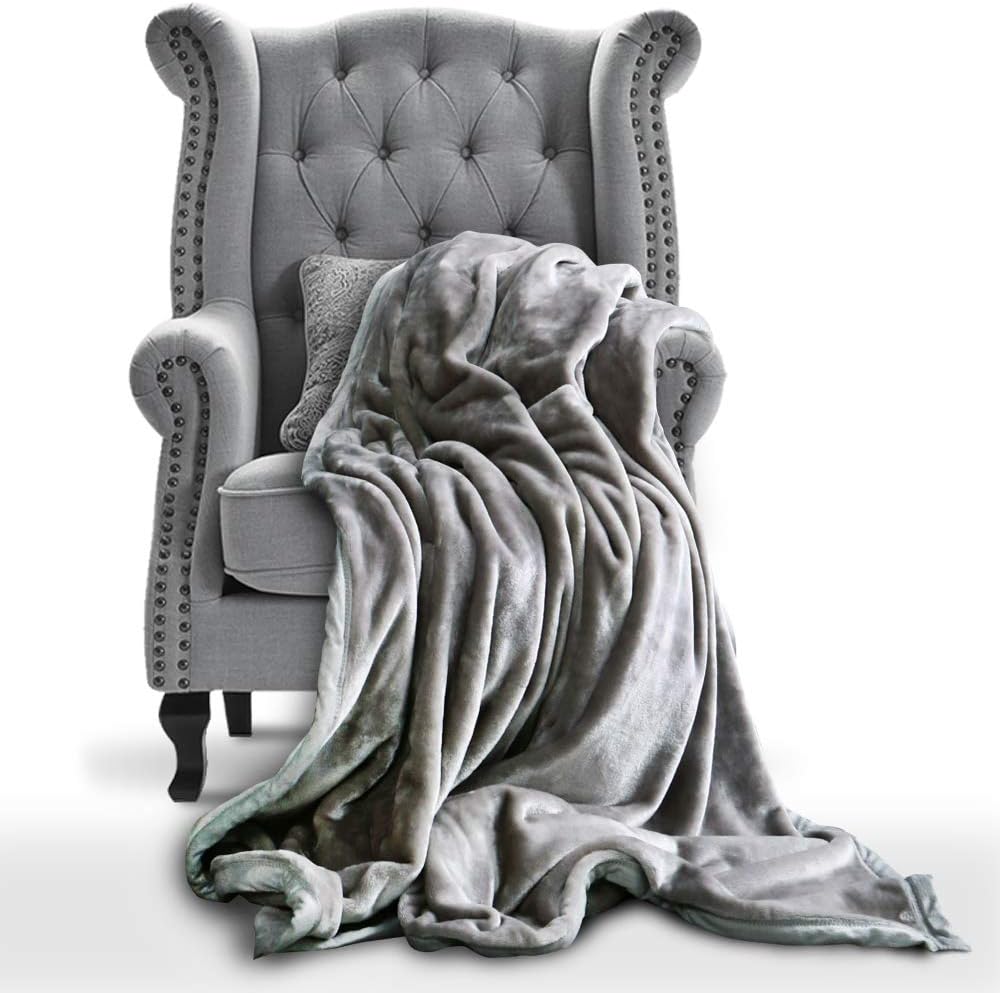 Daskoo Fluffy Throw Blankets Double/Twin Size Silver Grey Super Soft Fleece Bedspread Blanket Flannel Microfiber Sofa Bed Blankets 150x200cm Double/Twin