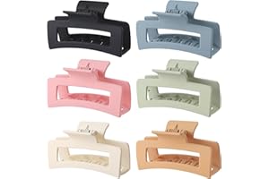 Sisiaipu 3.5 Inch Medium Banana Jaw Hair Clips - 6 Pack Square and Rectangle Clips for Women's Hair - Basic Accessories