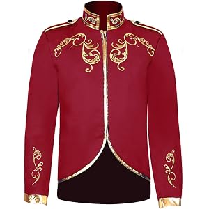 Thatrich Mens Palace Prince Gold Embroidered Jacket Parade Military Blazers Drummer Punk Officer Fitted Jackets Court Uniform