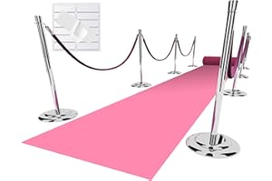 EZLucky Pink Carpet Runner for Party, 2.6X15ft, 130GSM Felt Non-Woven with Double-Sided No Traces Adhesive Sticke, Aisle Runner for Wedding, Movie Theme Party Decos, Pink Runway Rug for Prom