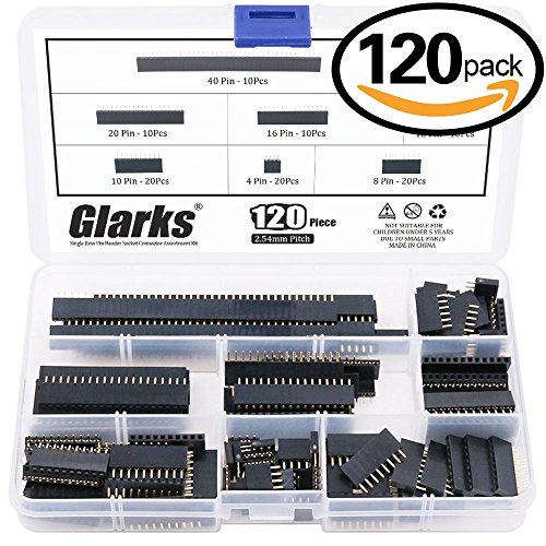 Glarks 120Pcs 2.54mm Straight Single Row PCB Board Female Pin Header Socket Connector Strip Assortment Kit for Arduino Prototype Shield(Single Row) - Thumbnail 6