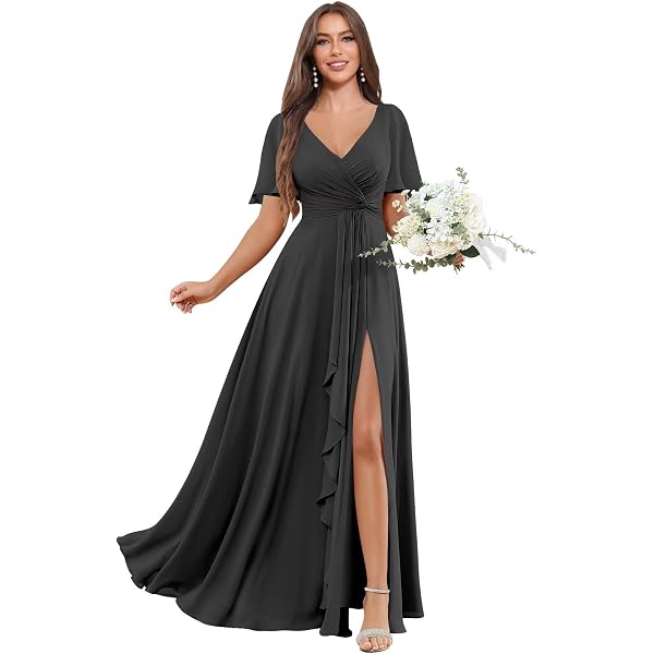 Amazon.com: Mommy and Me Dresses Formal Party Wedding Guest Dress Chiffon  Maxi A Line Short Sleeve Prom Homecoming Easter Church Dress Black 2:  Clothing, Shoes & Jewelry