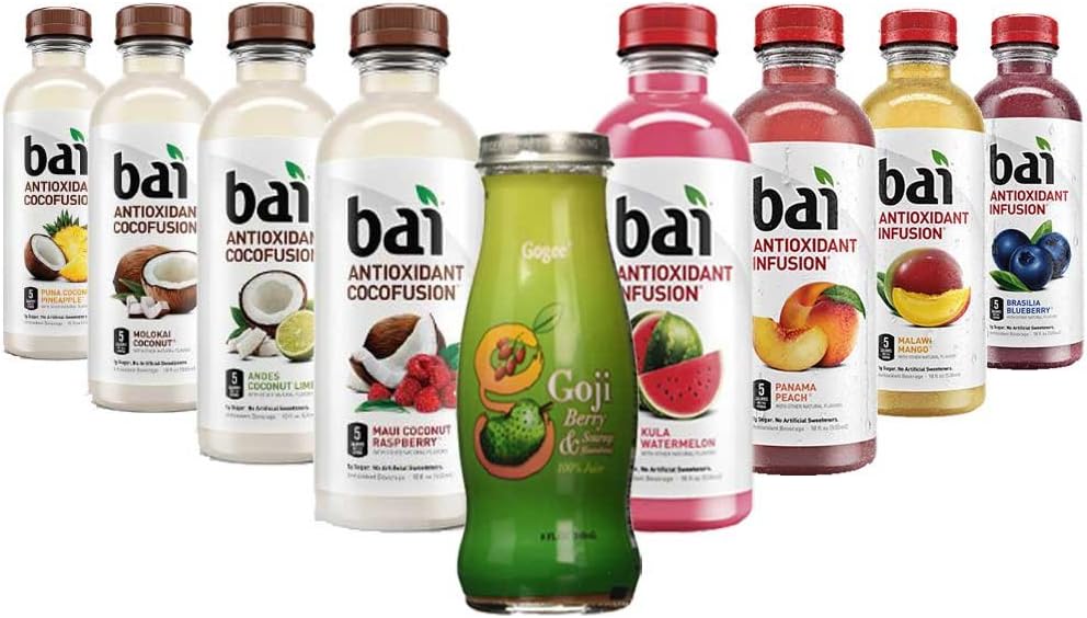 Bai Rainforest Variety Pack, 5 Calories, No Artificial Sweeteners HEALTHY SOURSOP blended GOJI BERRIES HIGH ANTIOXIDANT (PACK OF 9 )