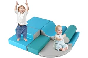 YIFOR Foam Climbing Blocks Set, 6 PCs Kids Soft Foam Activity Playset Toddler Climbing Toys Indoor Crawling & Sliding Play Toys for Toddlers 1-3 Years Old, Lightweight Climbing Blocks for Babies