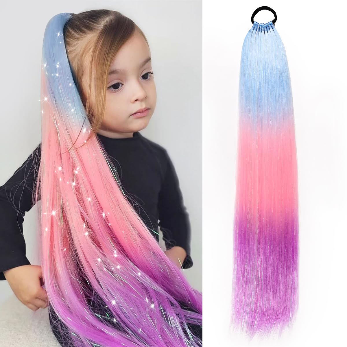 JIAMEISI Rainbow Ponytail Extensions 26 inch 1 Packs 100g Ponytail Hair Extensions for Braiding Colourful Synthetic Ombre Pony Tail Hair Extensions for Girl Women Fairy Hair Accessory #X35 โ image 1