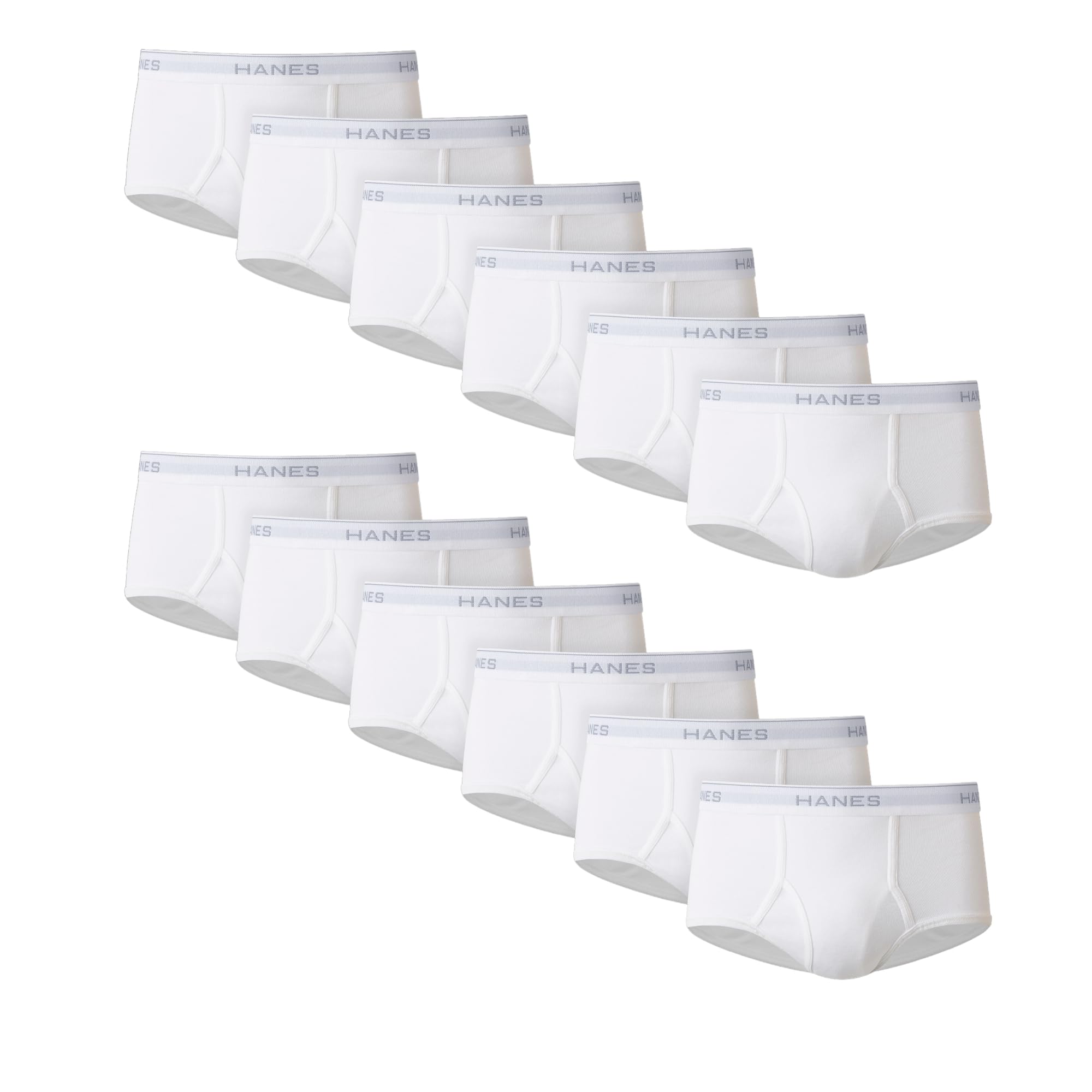 Photo 1 of Hanes Men's Brief Underwear Pack, Cotton Briefs, Moisture-Wicking Underwear, Breathable, White, 6-Pack