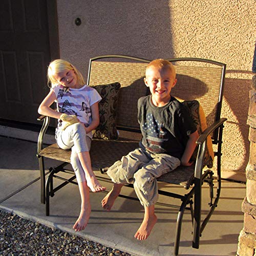 SunLife Outdoor Indoor Glider Loveseat Set Rattan Resin Wicker Patio