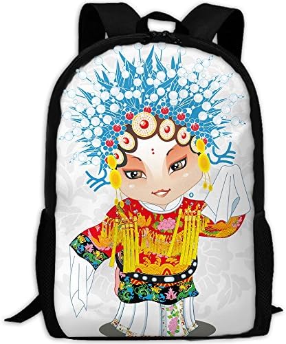3D Chinese Beijing Opera Style Funny Unisex Backpack Lightweight Laptop Bags Shoulder Bag School Bookbag Daypacks