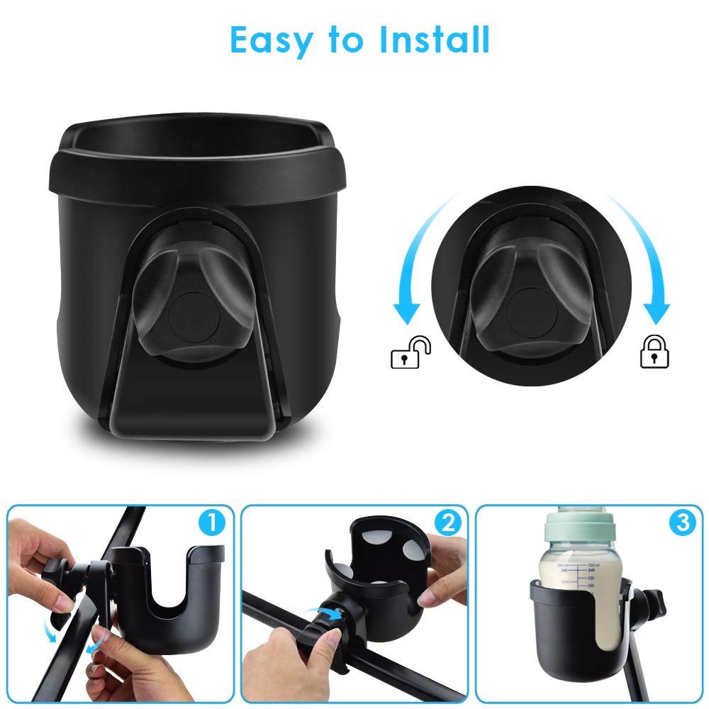 BROTOU Universal Cup Holder Stroller Cup Holder for Wheelchair Pushchair Walker Bicycle 360 Degrees Rotation Cup Drink Holder