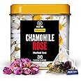 BLUE TEA - Chamomile Tea - Rose - 30 Count - Pyramid Plant Based Tea Bag | CALMING BLEND | Antioxidant - Herbal Tea - Flower Based - Caffeine Free - Non-GMO - Vegan - Gluten Free | Resuable Tin Pack