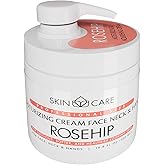 Skin Care Rosehip Oil 3-in-1 Moisturizer Face Cream, Neck and Hands - Treatment for Crepey Texture, Wrinkles and Sagging - Daily Lotion for All Skin Types - 16.9 fl. oz.