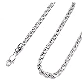 FEEL STYLE Stainless Steel Chain 925 Silver Rope Chains 3-5mm Twist Rope Necklace 14-30 Inch