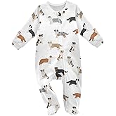 vvfelixl Exercises Doberman Dog Baby Sleepers For Girl Boys Newborn Baby Play One-Piece Footies For 0-24 Months White