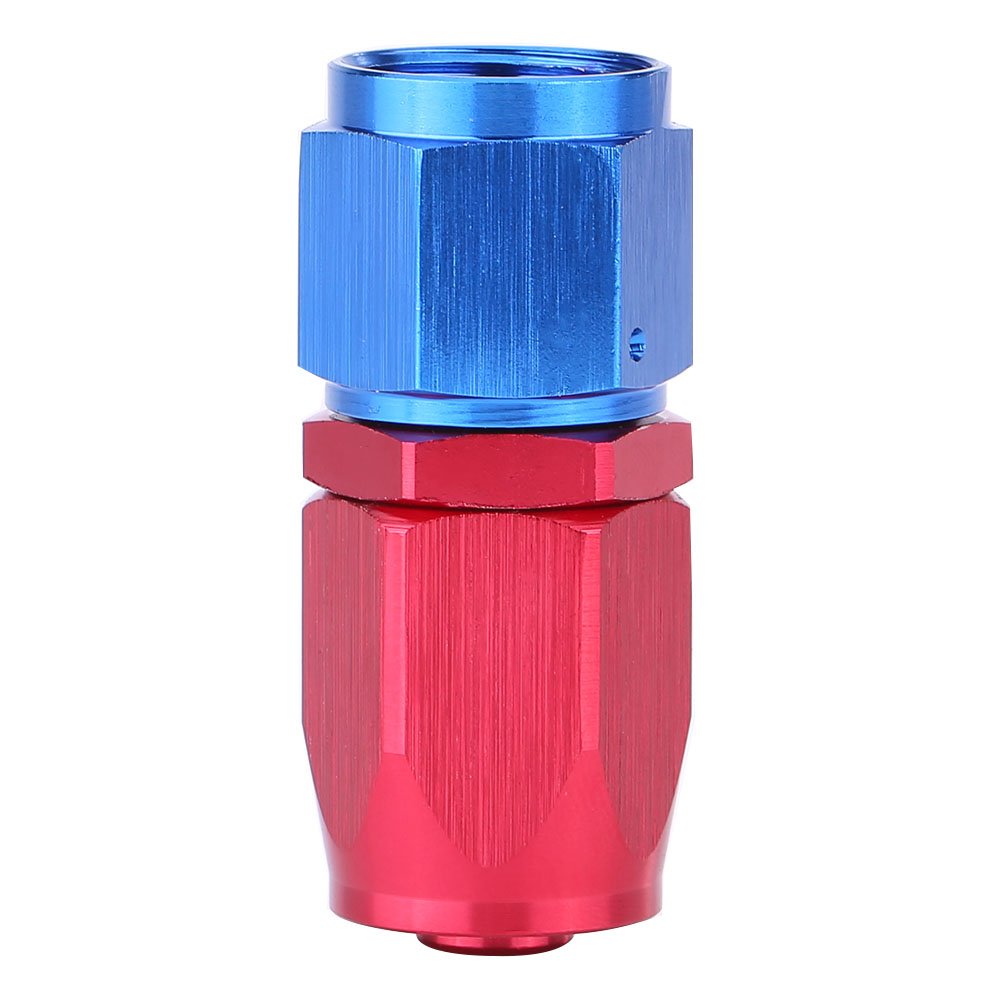 Hose End Fitting, AN8 Fuel Line Hose End Swivel Fitting Oil Cooler Adapter Blue and Red Color Anodized(0¡ã)